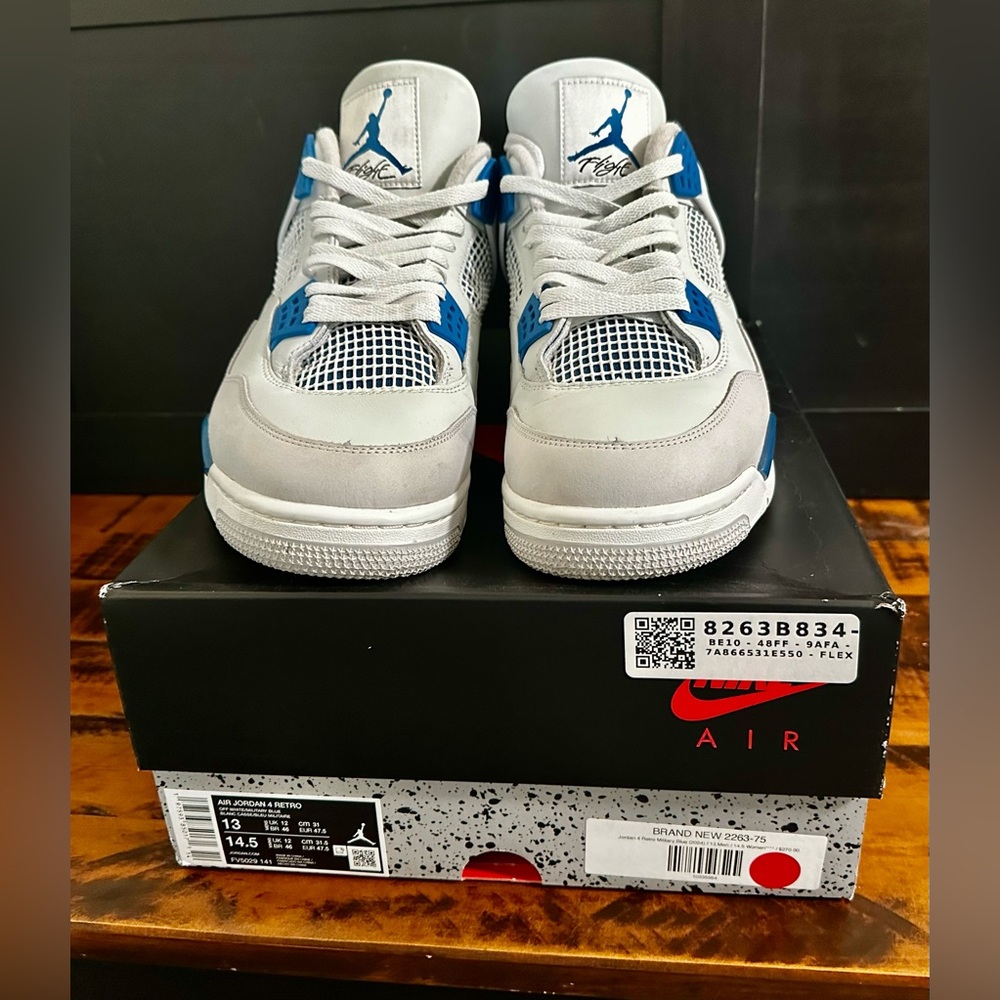 Air Jordan 4 Retro 2024 Off White/Military Blue Size 13